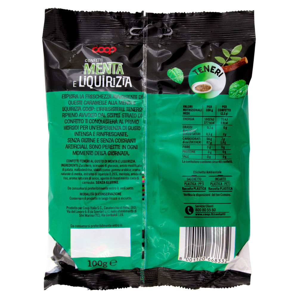 CARAMELLE CONFETTI TENERI ALLA MENTA E LIQUIRIZIA COOP G 100 - 2