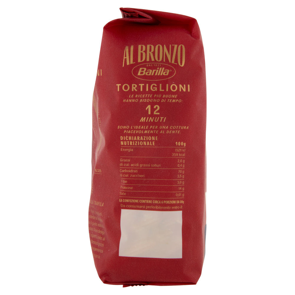 PASTA DI SEMOLA TORTIGLIONI AL BRONZO BARILLA G500 - 6