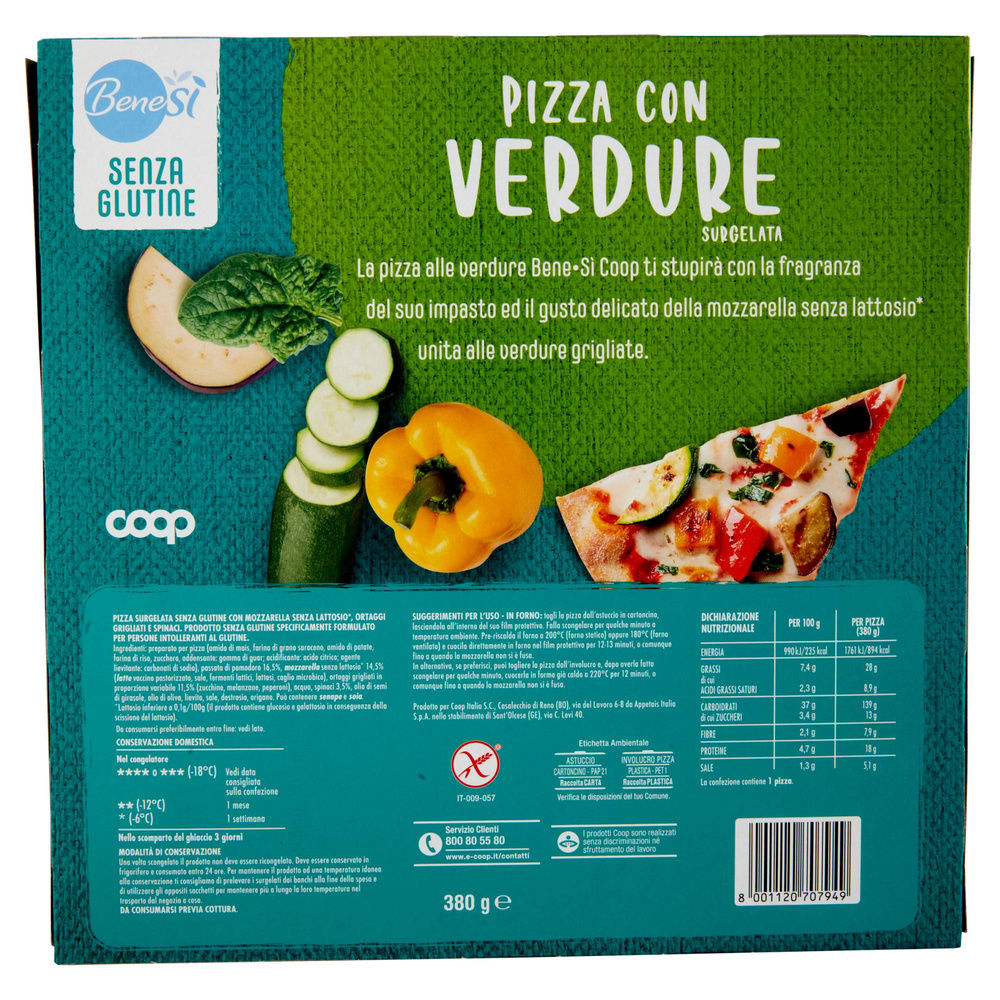 PIZZA ALLE VERDURE SENZA GLUTINE BENE SI COOP SURG. G 380 - 5