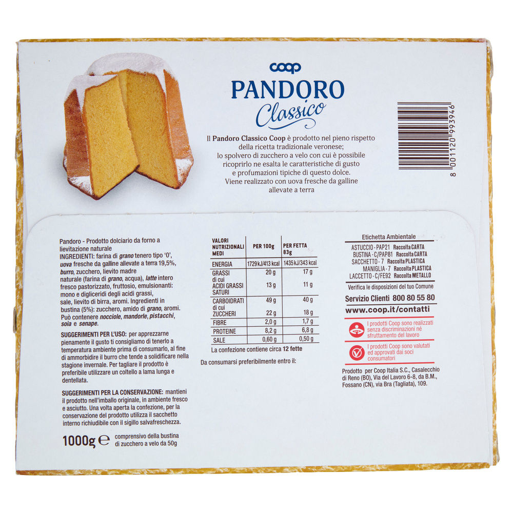 PANDORO CLASSICO COOP SCATOLA KG.1 - 1