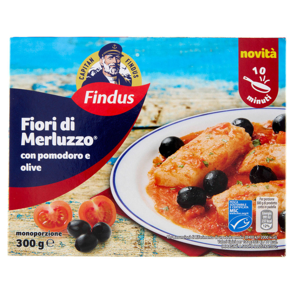 FIORI DI MERLUZZO CON POMODORO E OLIVE NERE FINDUS G 300 - 6