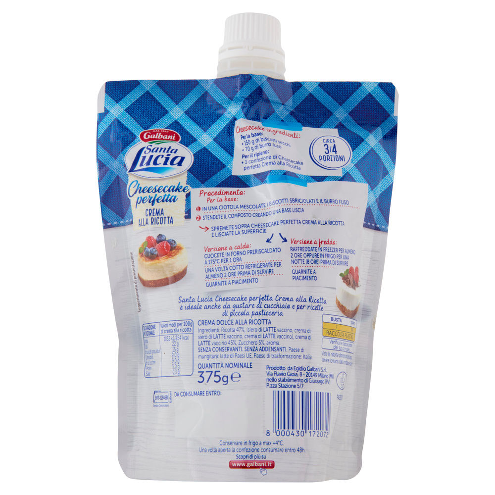CHEESECAKE PERFETTA CREMA ALLA RICOTTA SANTA LUCIA GALBANI G 375 - 4