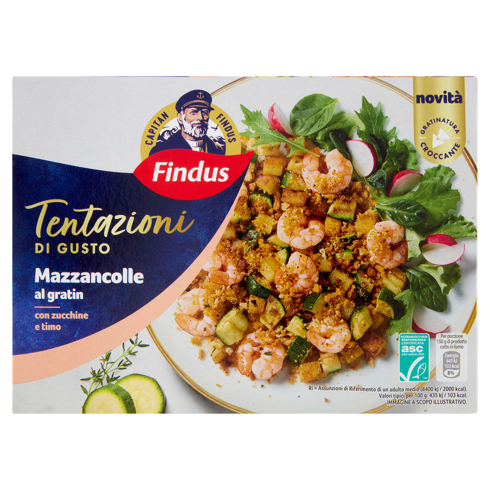 MAZZANCOLLE AL GRATIN CON ZUCCHINE E TIMO TENTAZIONI DI GUSTO FINDUS G 300 - 0