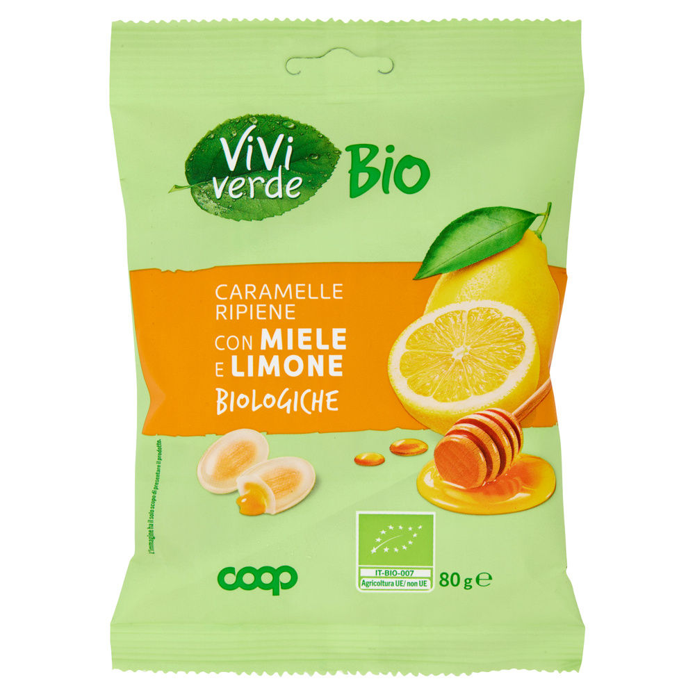 CARAMELLE DURE RIPIENE BIO VIVI VERDE COOP CON LIMONE, MIELE  BUSTA G 80 - 1
