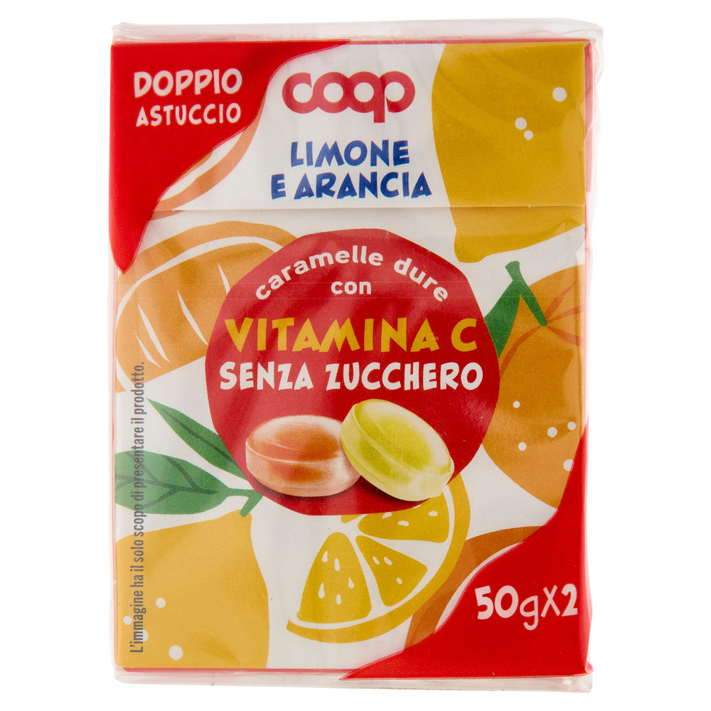 CARAMELLE DURE RIPIENE CON LIMONE E ARANCIA + VIT.C  S/Z COOP 2X50 G BIPACK G100 - 7