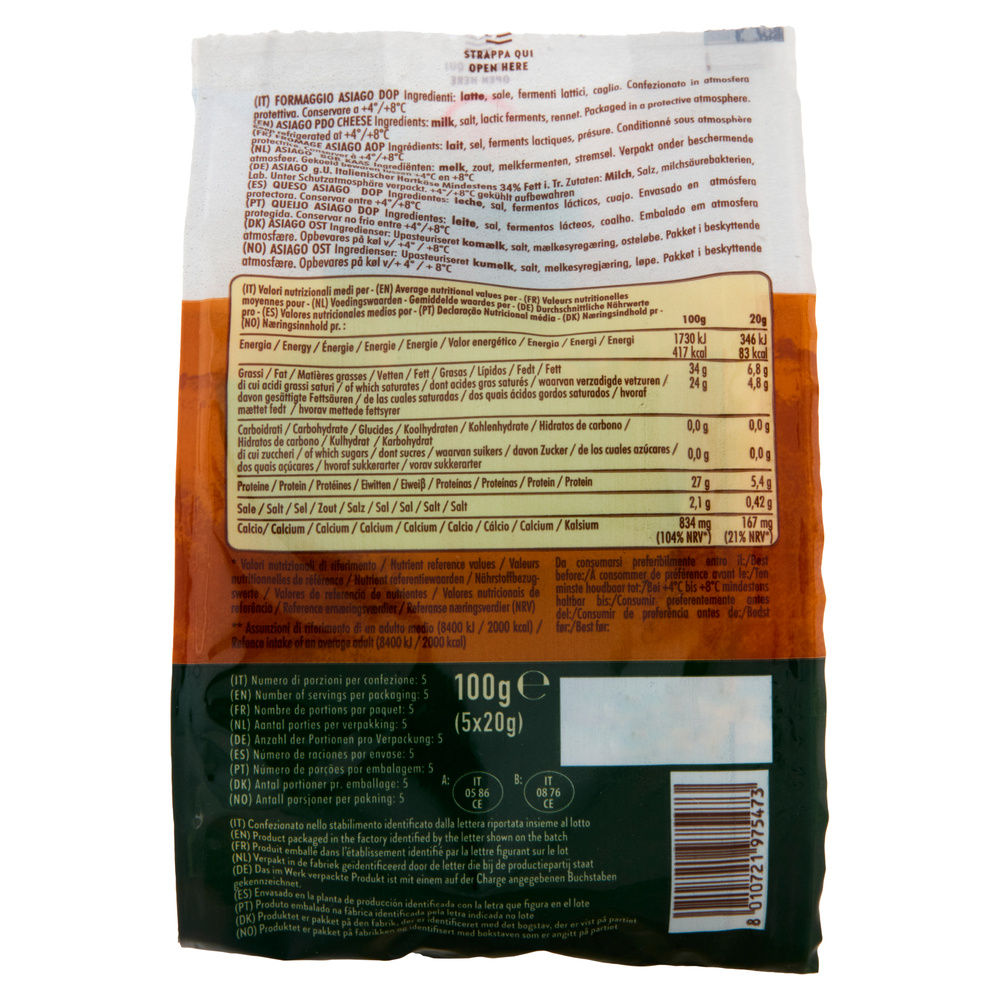 ASIAGO DOP STAGIONATO SNACK GRANTERRE G 20X5PZ - 1
