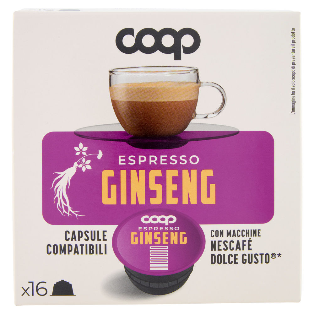 Capsule compatibili dolce gusto coop miscela caffe' e ginseng pz 16x6,8 g g108,8