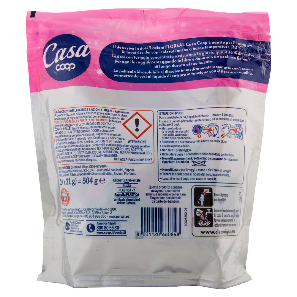 DETERSIVO LAVATRICE LIQUIDO CONCENTRATO COOP CASA FLOREAL G 504 PZ 24 - 4