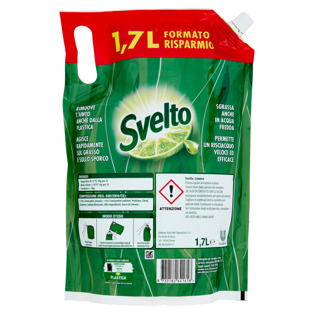 DETERSIVO PIATTI ECO RICARICA SVELTO LIMONE L 1,7 - 4