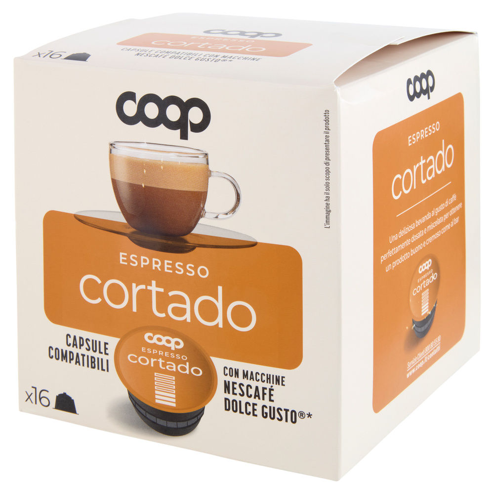 CAFFE' CAPSULE COMPATIBILI DOLCE GUSTO COOP MISCELA CORTADO PZ 16X6,3G G100,8 - 1