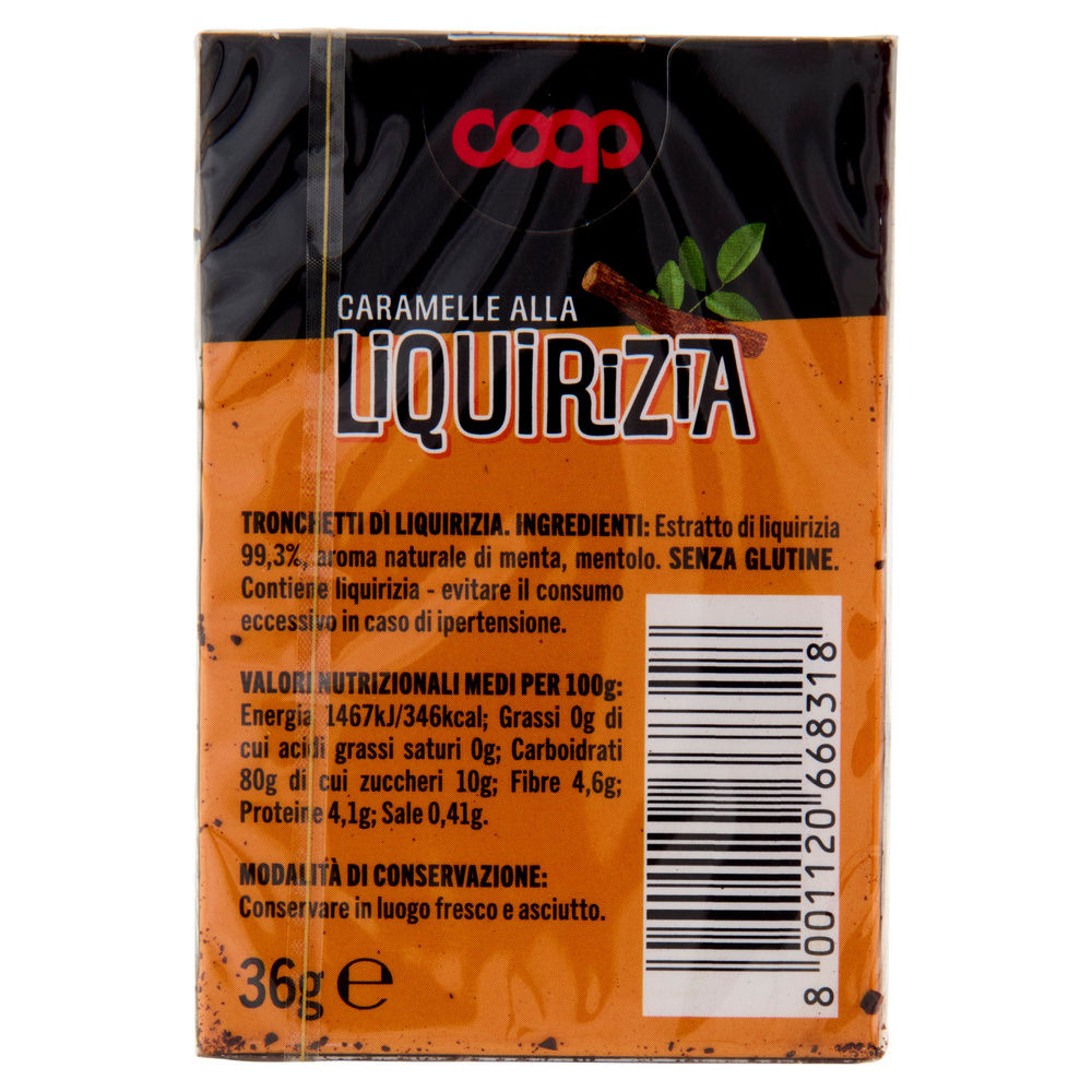 CARAMELLE TRONCHETTI DI LIQUIRIZIA NO ZUCCHERO BIPACK COOP G 2X36 G 72 - 4
