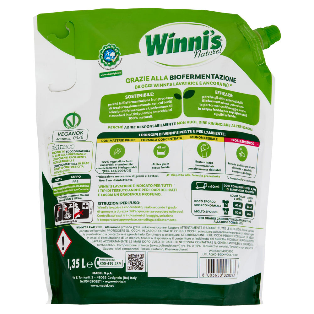 DETERSIVO LAVATRICE LIQUIDO WINNI'S IGIENIZZANTE ECOFORMATO 30LV L 1,35 - 4