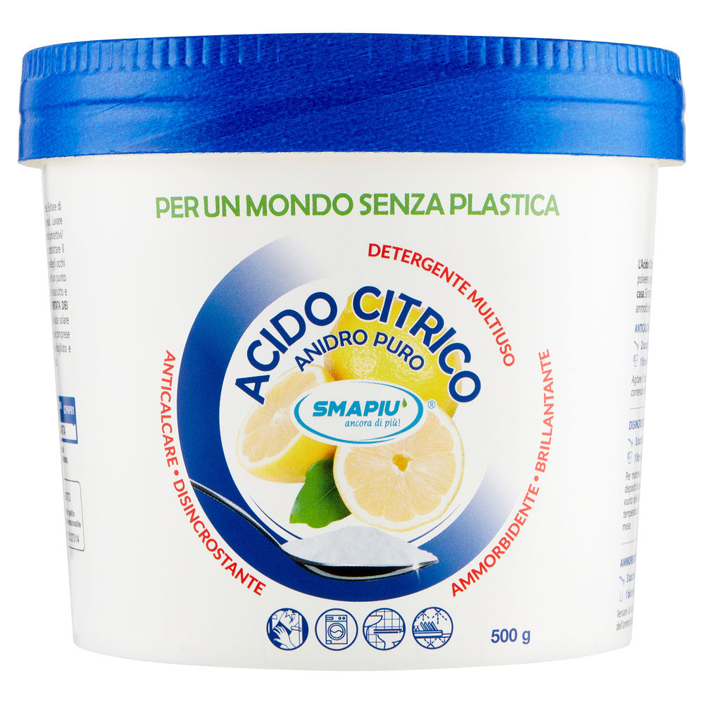 SMAPIU' ACIDO CITRICO ANIDRO PURO - BARATTOLO CARTA 500 G - 0