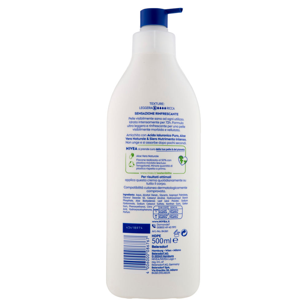 CREMA CORPO NIVEA BODY FLUIDA ALOE IDRATANTE CON PUMP ML 500 - 4