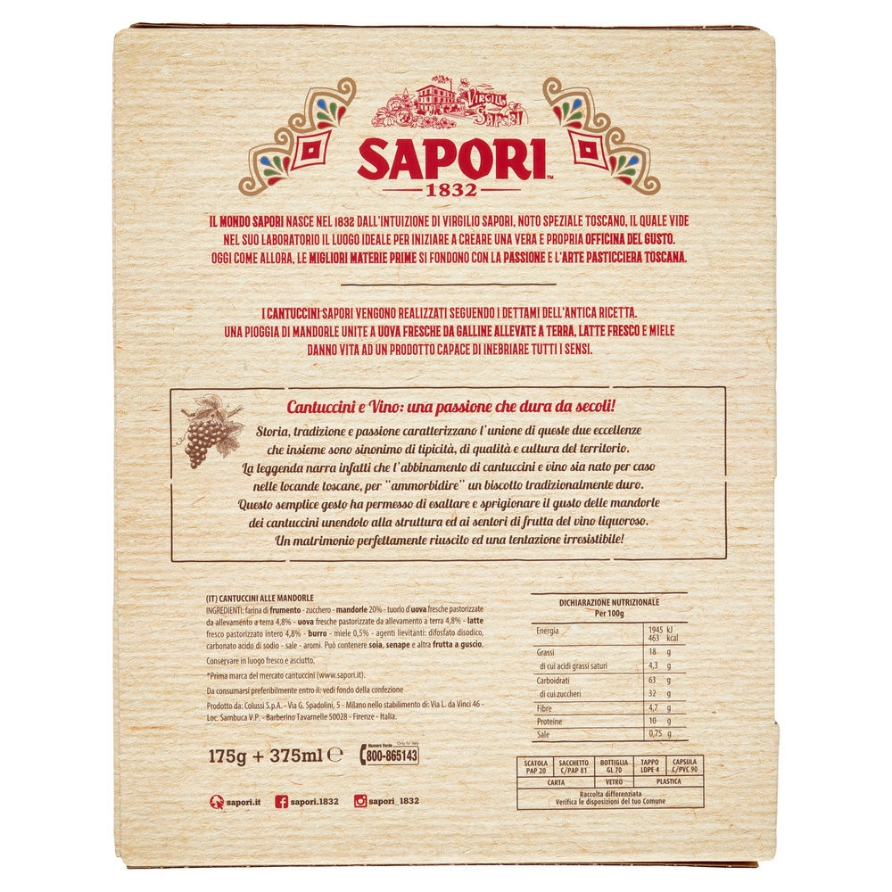 CONFEZIONE SAPORI CANTUCCINI G 175 + VINO LIQUOROSO ML.375 CONF. REGALO - 5