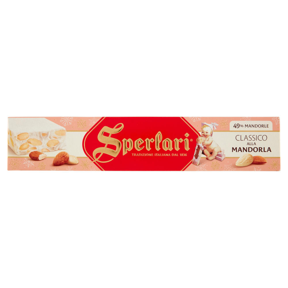 Torrone sperlari striscia rosa mandorla scatola g 250