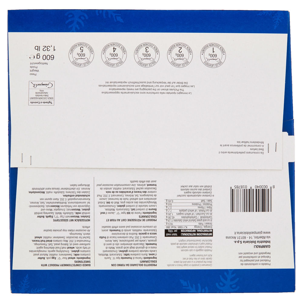 DOLCE LIEVITATO ZUCCHERO ZERO SENZA UVETTA E SENZA CANDITI GIAMPAOLI SC. GR.600 - 7