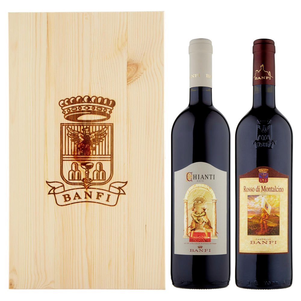 CASSETTA LEGNO BANFI 2BTG MONTALCINO E CHIANTI  ANNATA - 0