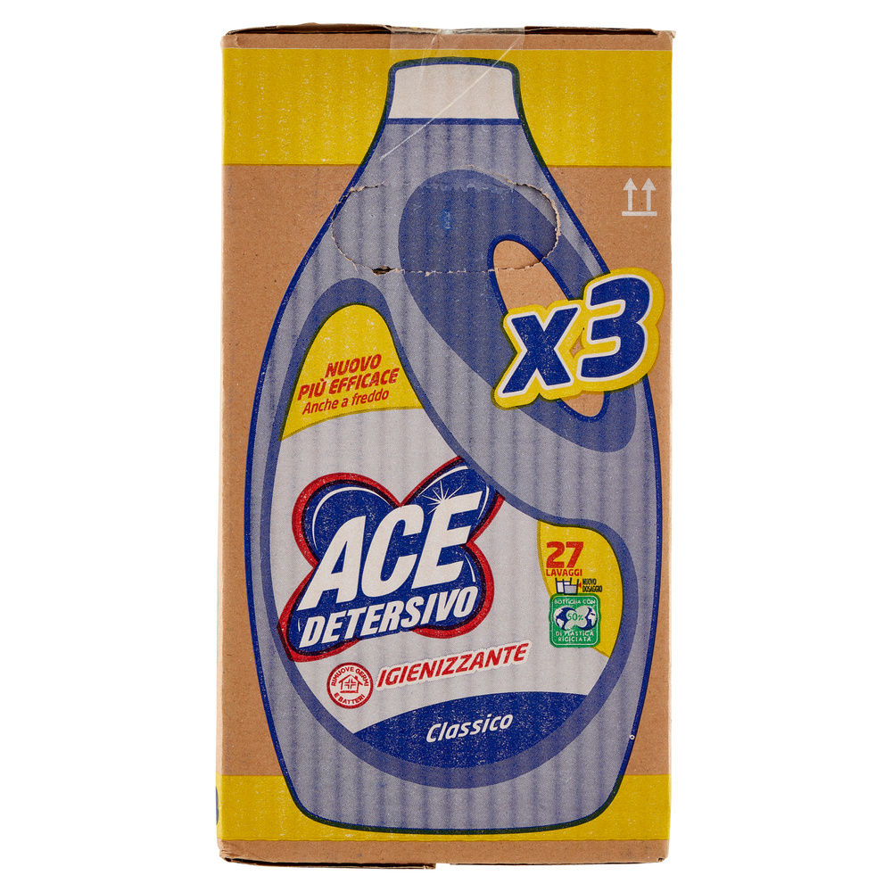 DETERSIVO LAVATRICE LIQUIDO ACE CLASSICO IGIENIZZANTE 3X27LAV L 4,05 - 2