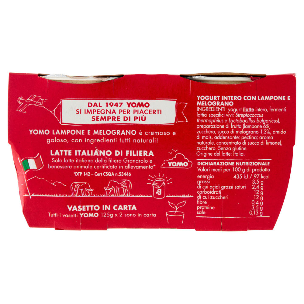 YOGURT INTERO YOMO LAMPONE MELOGRANO 2X125G - 4
