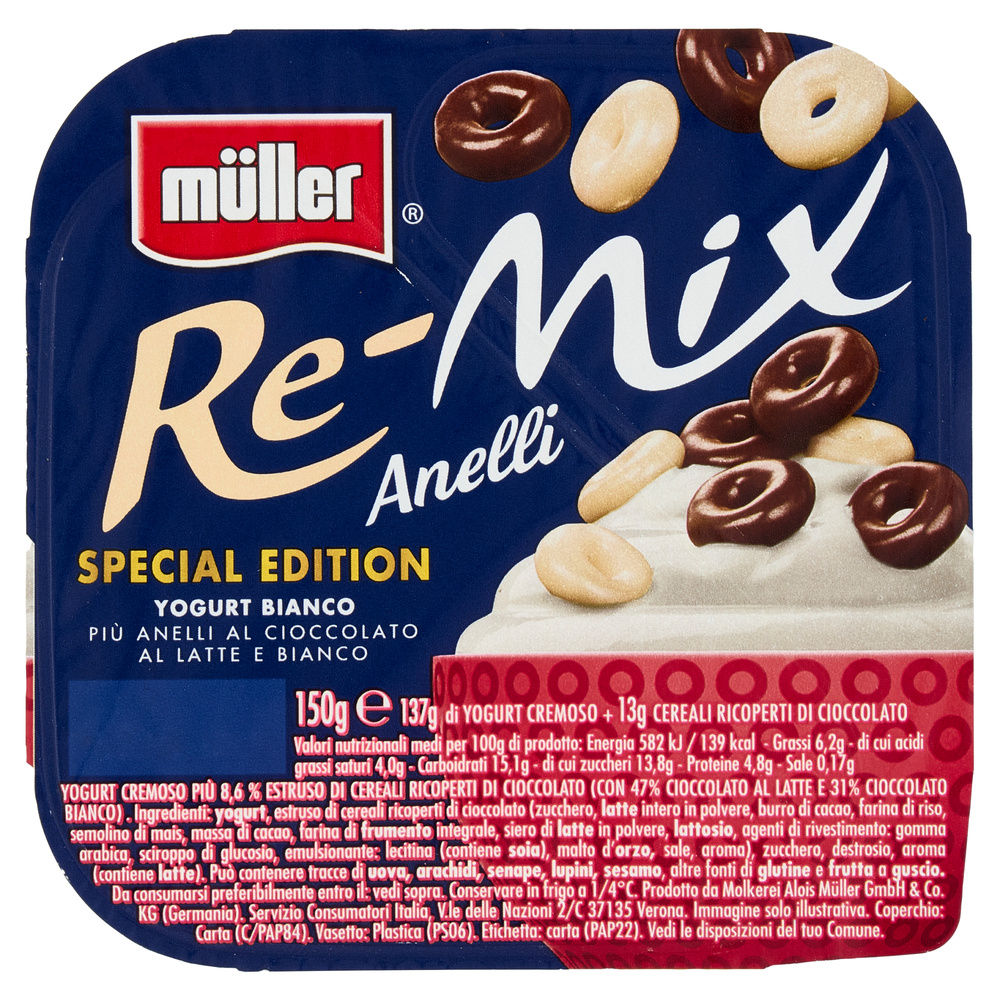 MIX BIANCO+ANELLI  AL CIOCCOLATO AL LATTE E BIANCO SPECIAL EDITION MULLER G 150 - 2