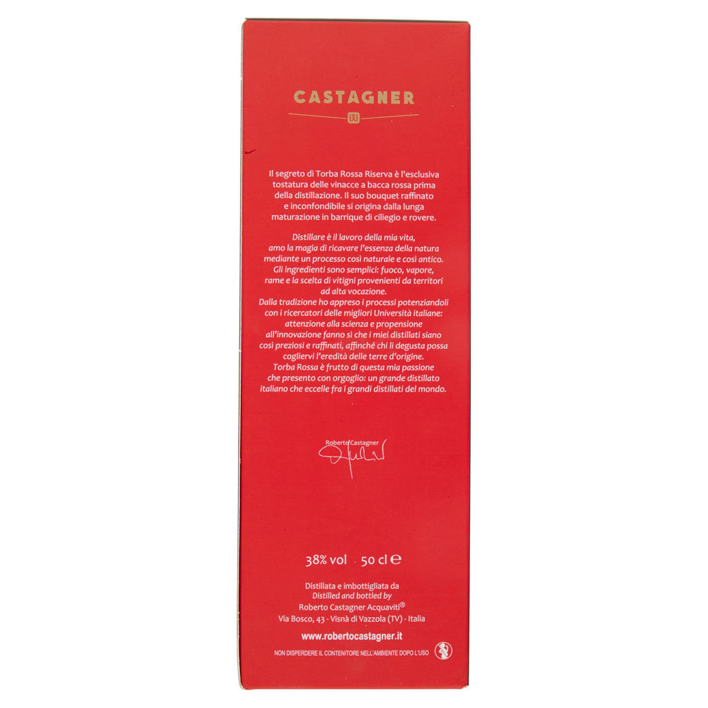 GRAPPA TORBAROSSA RISERVA 38 GRADI CASTAGNER BOTTIGLIA ML 500 - 4