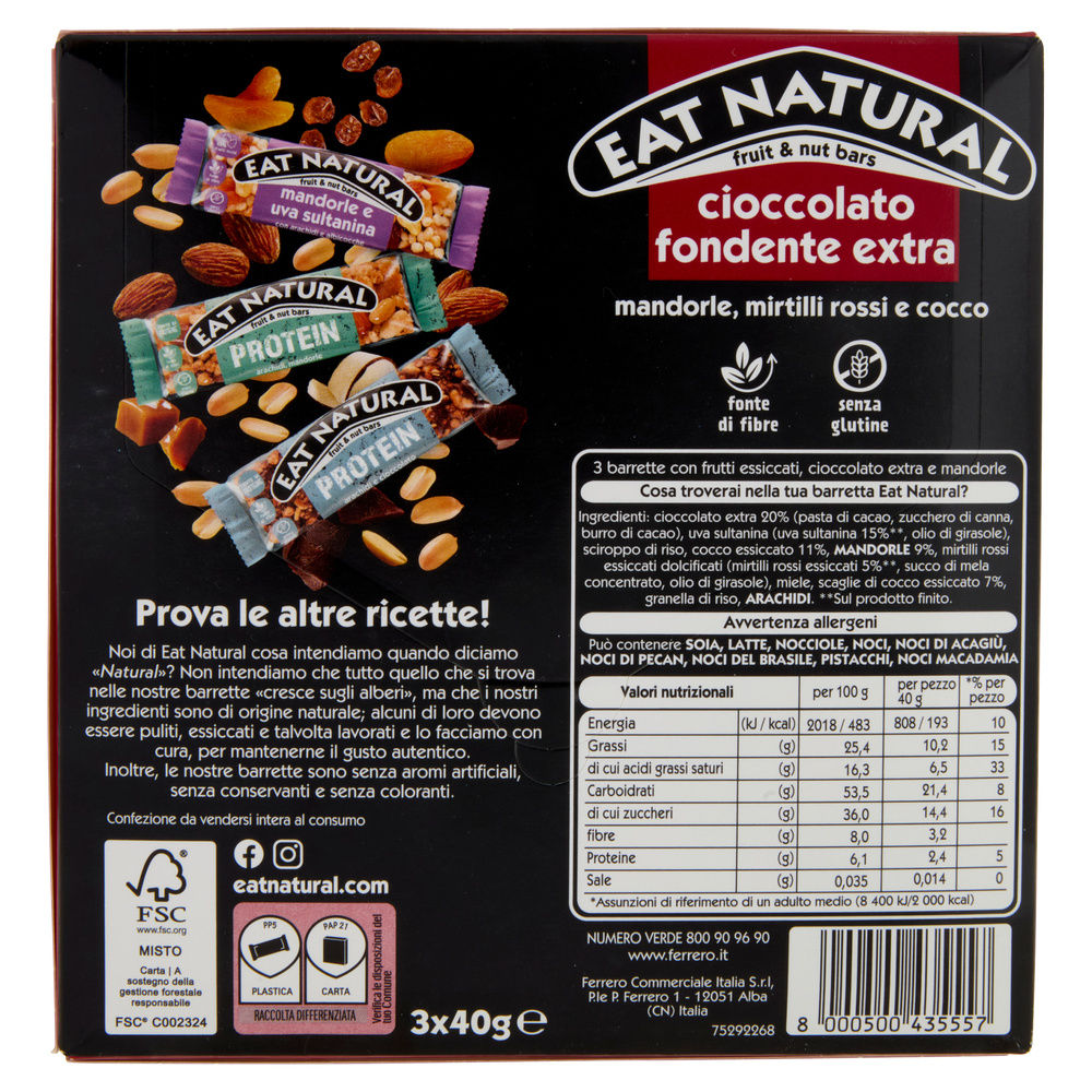 BARRETTE EAT NATURAL CIOCCOLATO FONDENTE G120 - 3