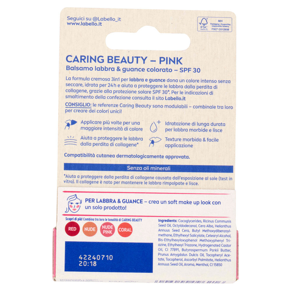 LABELLO CARING BEAUTY PINK 4,8GR PZ.1 - 3