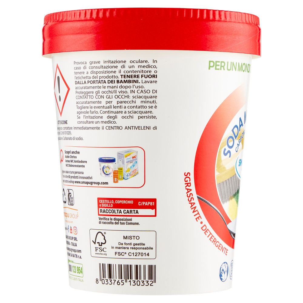 SMAPIU' SODA MULTIUSO CARBONATO DI SODIO - BARATTOLO CARTA 500 G - 7