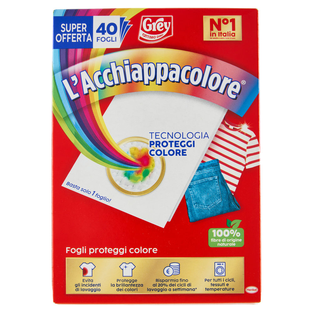 ADDITIVO BUCATO GREY L'ACCHIAPPACOLORE FOGLI 40 - 1
