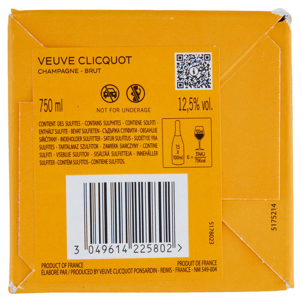 CHAMPAGNE VEUVE CLICQUOT BRUT YELLOW LABEL ASTUCCIO ML 750 - 4