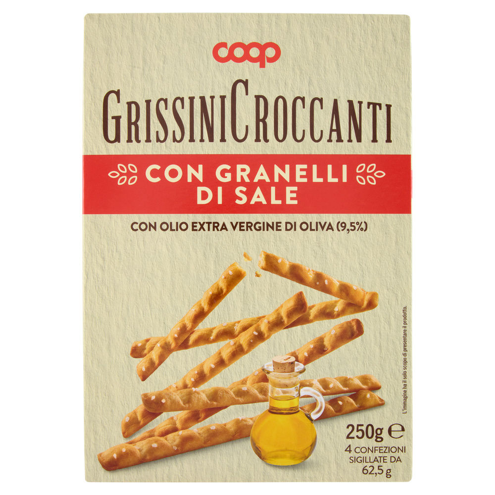 GRISSINI SFIZIOSI CON OLIO EXTRAVERGINE DI OLIVA COOP 4 PORZIONI DA 62,5 G G250 - 0