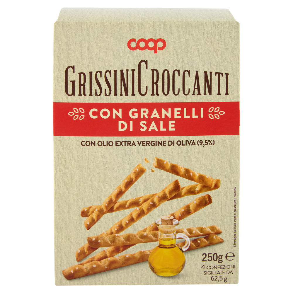 GRISSINI SFIZIOSI CON OLIO EXTRAVERGINE DI OLIVA COOP 4 PORZIONI DA 62,5 G G250 - 1