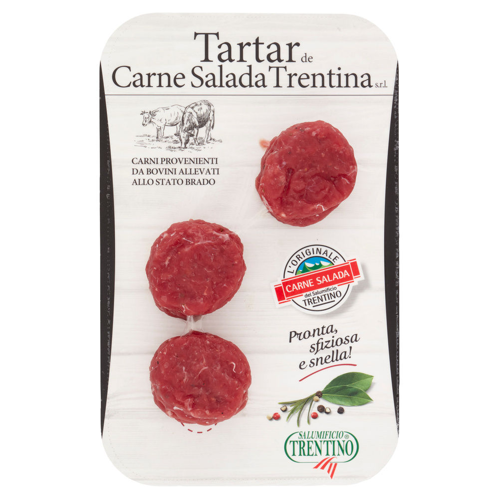 TARTAR DE CARNE SALADA TRENTINA SKIN X3 120G  SALUMIFICIO TRENTINO - 6