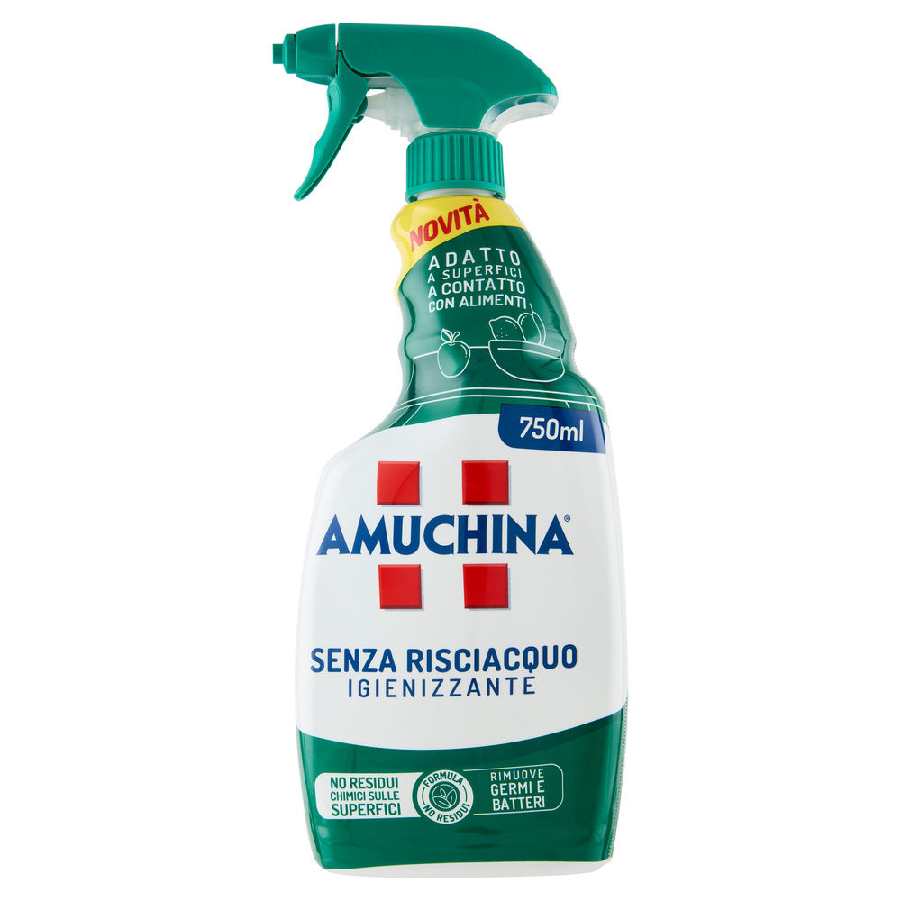 DETERGENTE PICCOLE SUPERFICI AMUCHINA IGIENIZZANTE SPRAY SENZA RISCIACQUO ML 750 - 0