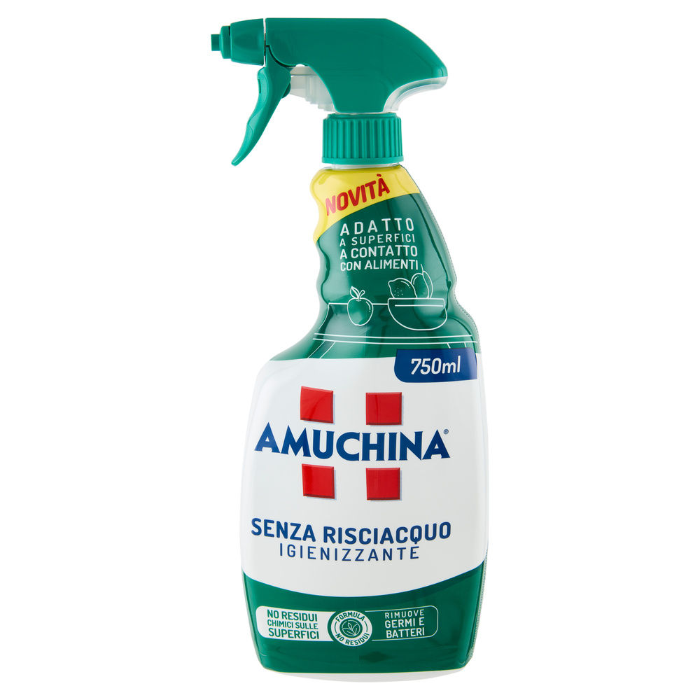 DETERGENTE PICCOLE SUPERFICI AMUCHINA IGIENIZZANTE SPRAY SENZA RISCIACQUO ML 750 - 1
