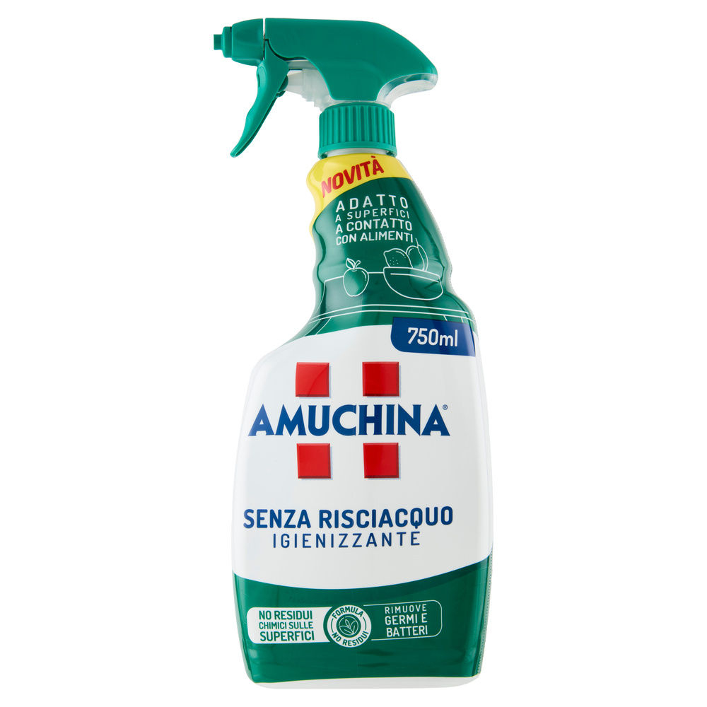 DETERGENTE PICCOLE SUPERFICI AMUCHINA IGIENIZZANTE SPRAY SENZA RISCIACQUO ML 750 - 2