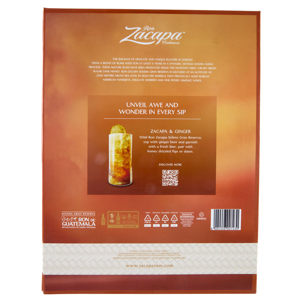 RHUM ZACAPA SOLERA GRAN RESERVA 40 GRADI ASTUCCIO ML 700 + BICCHIERE - 4