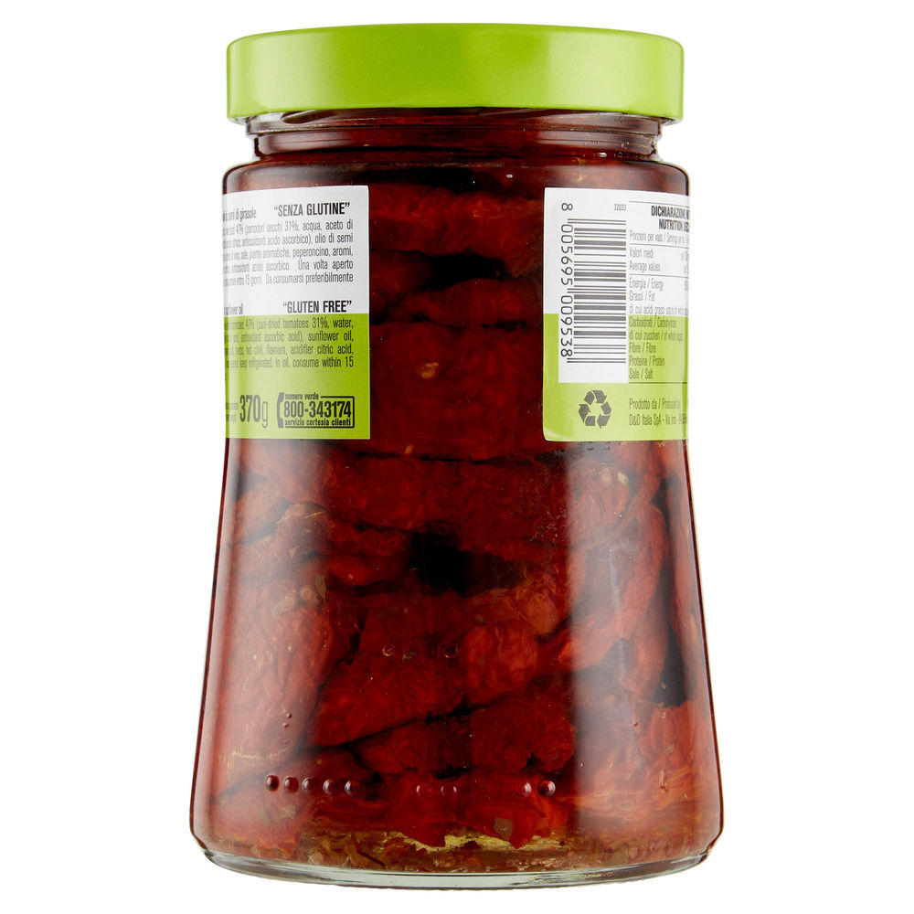 POMODORI SECCHI IN OLIO DI SEMI D'AMICO VASO VETRO G 700 - 5