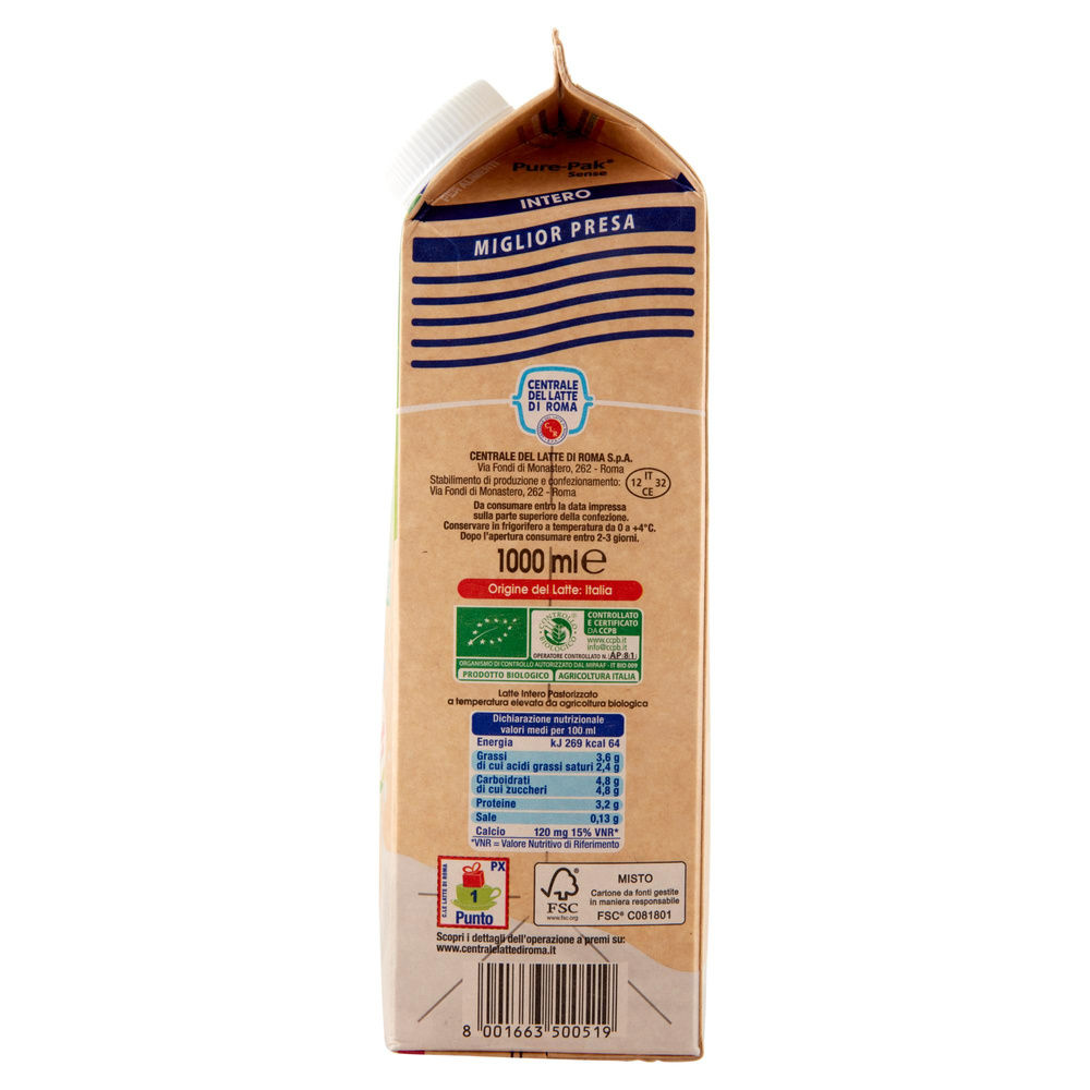 LATTE PAST. INT. AGR/BIO 1L CENTRALE DEL LATTE DI ROMA - 4
