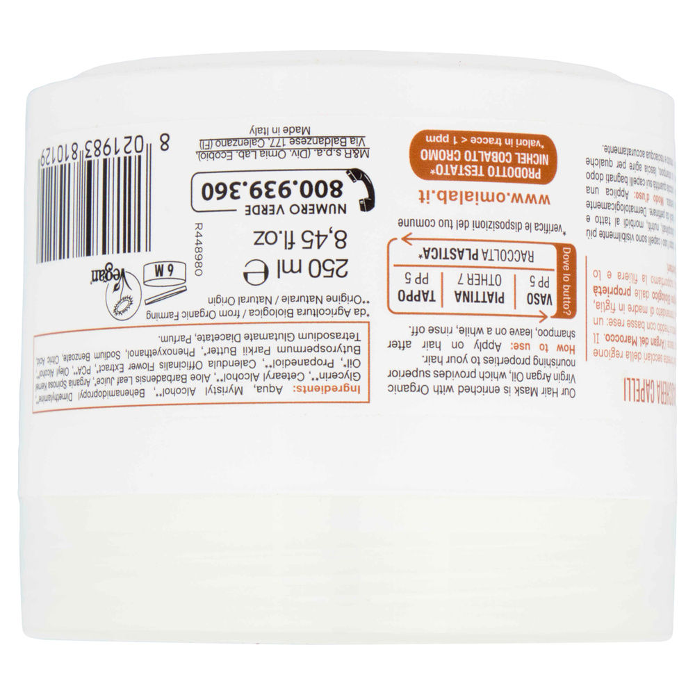 MASCHERA CAPELLI OLIO DI ARGAN ECOBIOLOGICO OMIA ML 250 - 8