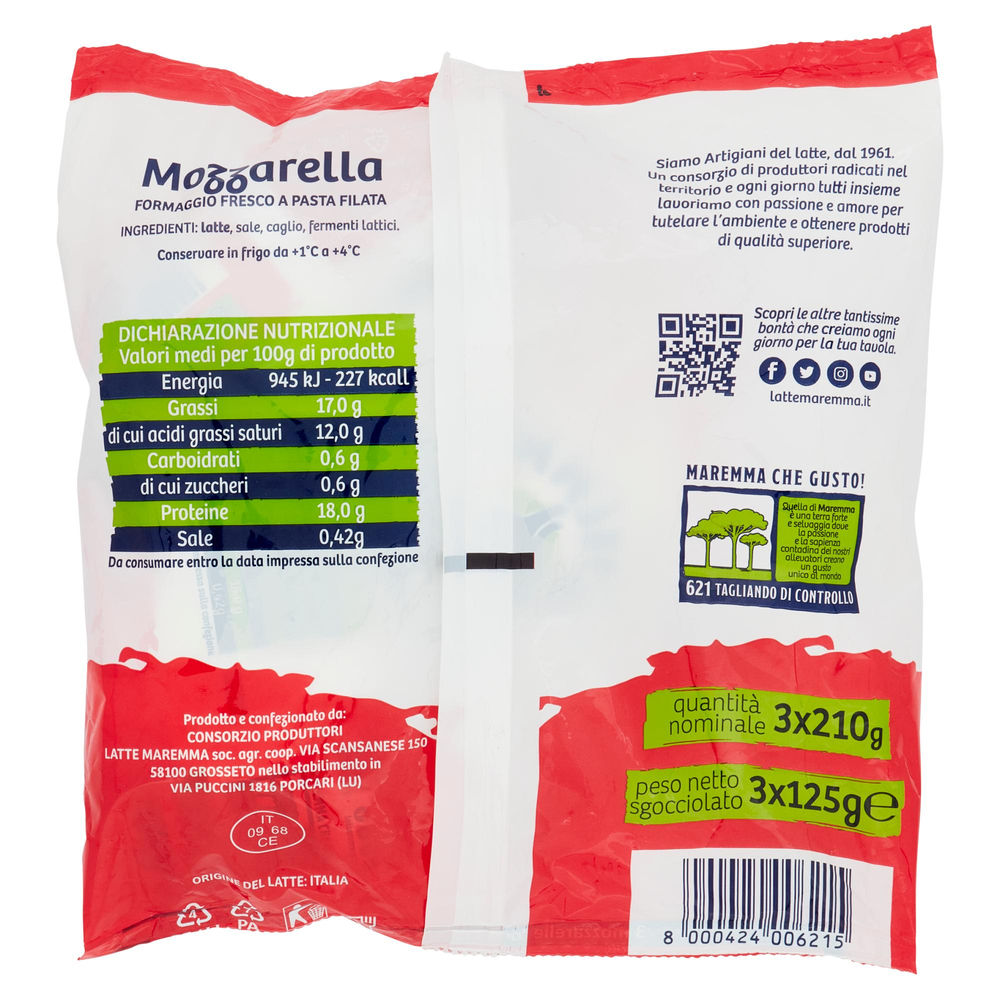 MOZZARELLA LATTE MAREMMA  TRIS G.375 - 1