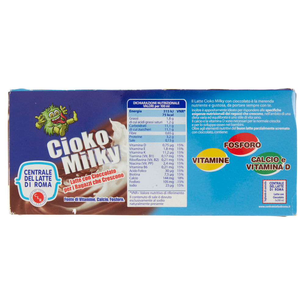 LATTE PAR.SCREM.UHT ZUCCHERO CIOCCOLATO VITAMINE E MIN.3X200ML CENTR.DEL LATTE - 1