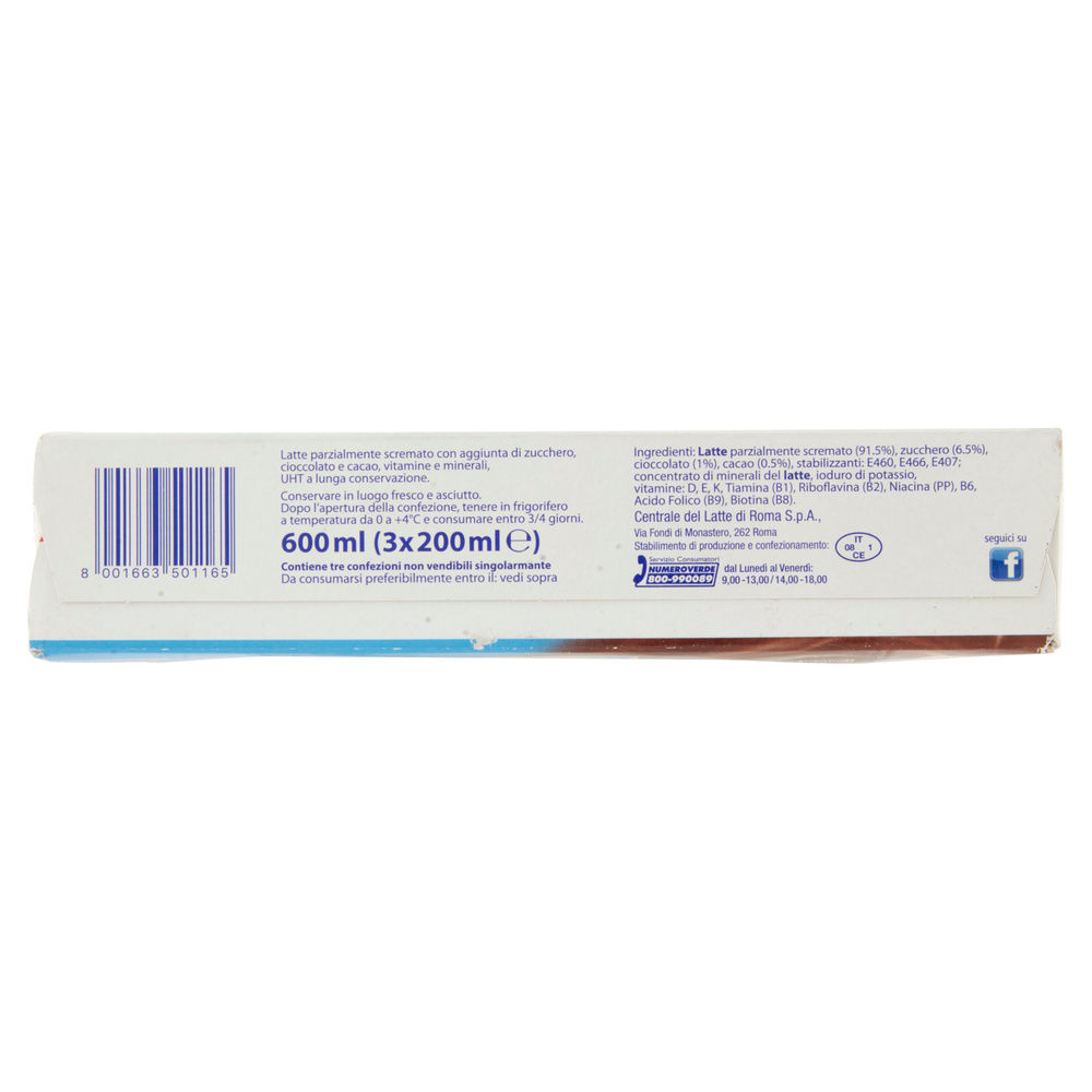LATTE PAR.SCREM.UHT ZUCCHERO CIOCCOLATO VITAMINE E MIN.3X200ML CENTR.DEL LATTE - 6