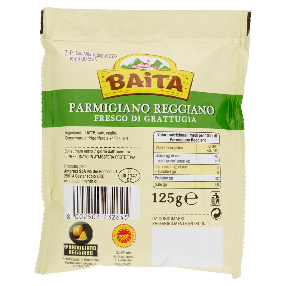PARMIGIANO REGGIANO DOP GRATTUGIATO BAITA 125G - 1