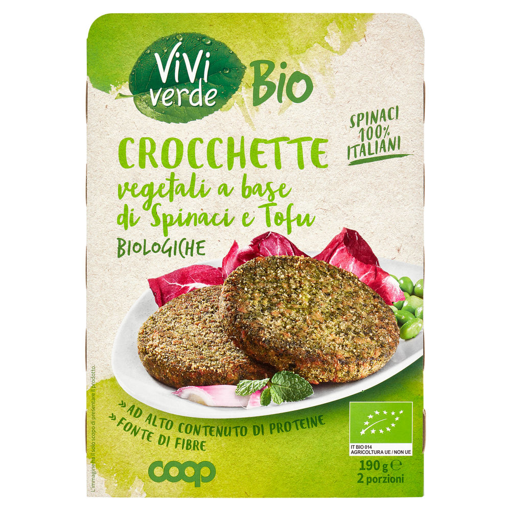 CROCCHETTE DI SOIA CON SPINACI VEGETALI BIO VIVI VERDE COOP G 190 - 0