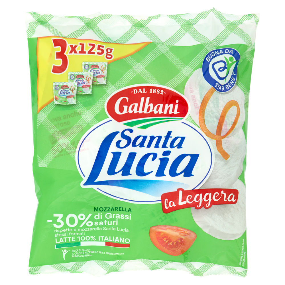 MOZZARELLA LIGHT SANTA LUCIA GALBANI TRIS 630 G SGOCC. 3X125 G OS - 2