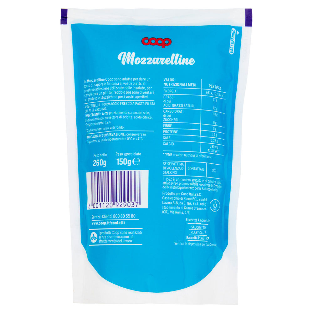 MOZZARELLINE COOP DOYPACK G 260 SGOCC. G 150 - 12