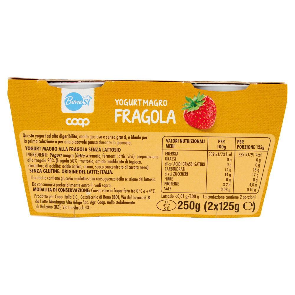 YOGURT DELATTOSATO BENE SI' COOP FRAGOLA G 125X2 - 1