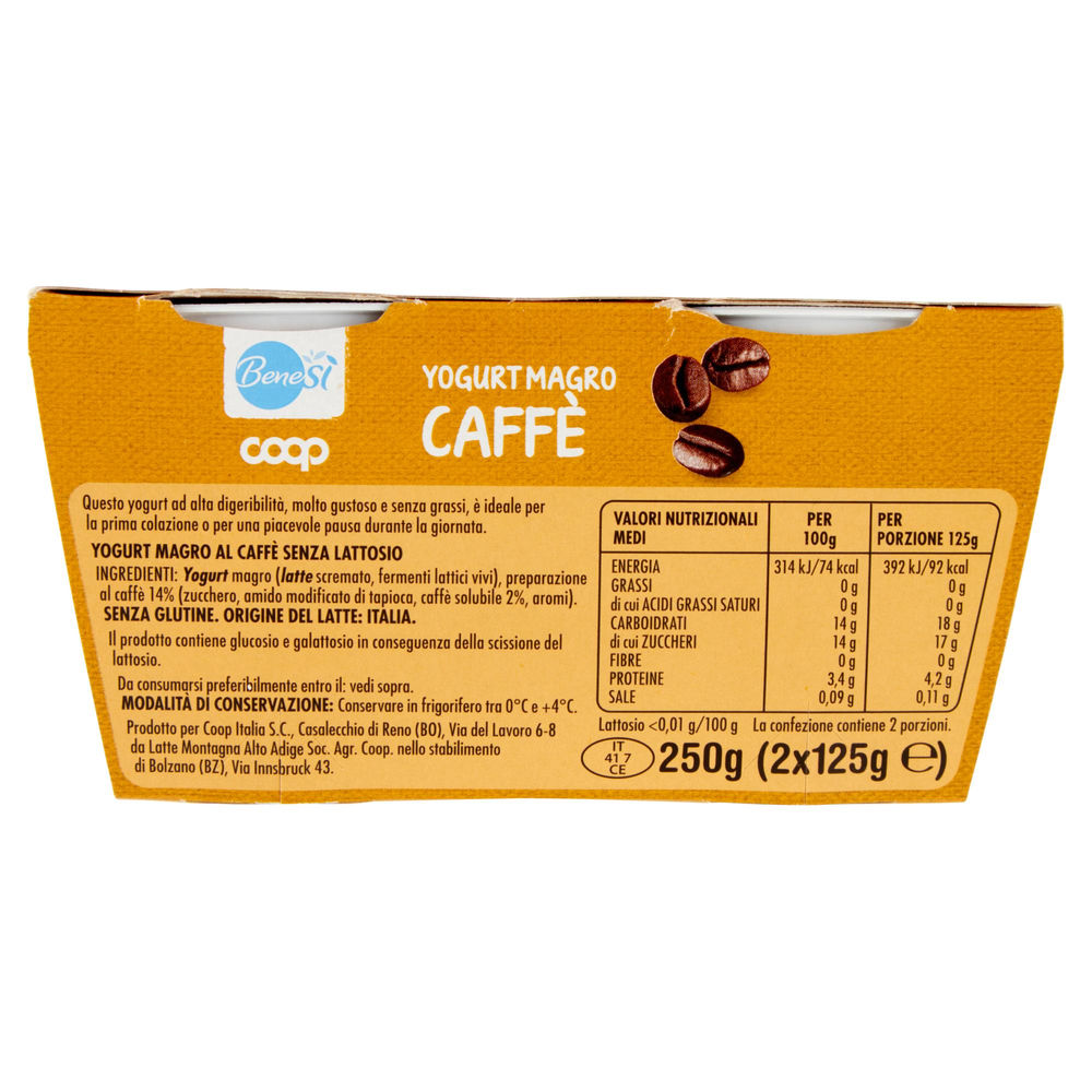 YOGURT DELATTOSATO BENE SI' COOP CAFFE' G 125X2 - 1